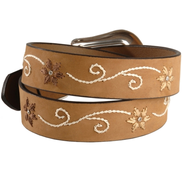Embroidered Western Belt with Rhinestones by Nocona - Picture 8 of 9